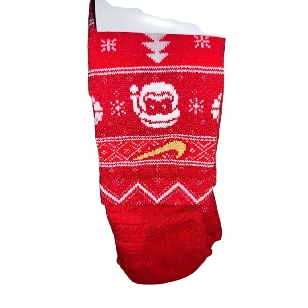 2 Nike ELITE Crew Basketball Socks CHRISTMAS red green Santa W10-13 M8-12